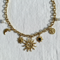 Celestial charm necklace bottom half close-up