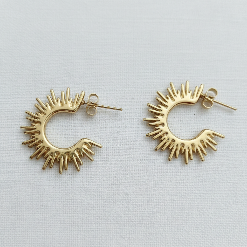 Zoomed celestial sun-ray earrings